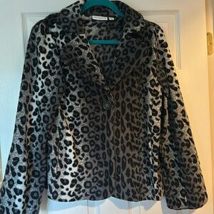 Leopard print one button jacket Susan Graver XS. Run big. Perfect for fall